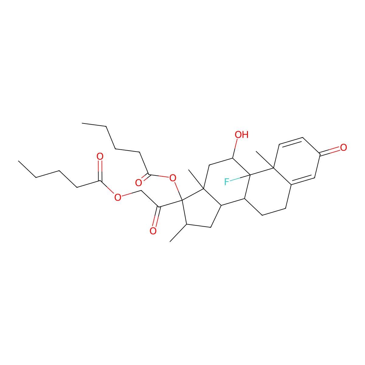 [2-[(8S,9R,10S,11S,13S,14S,16R,17R)-9-fluoro-11-hydroxy-10,13,16-trimethyl-3-oxo-17-pentanoyloxy-6,7,8,11,12,14,15,16-octahydrocyclopenta[a]phenanthren-17-yl]-2-oxoethyl] pentanoate molecular structure, CAS 38196-42-8