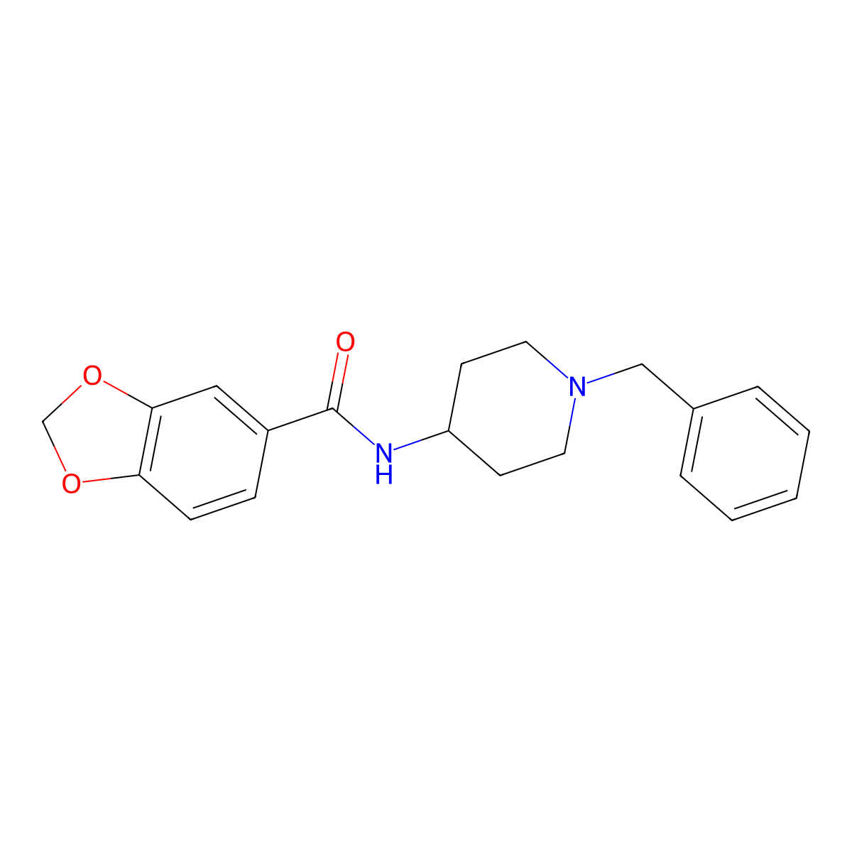 N-(1-benzylpiperidin-4-yl)-1,3-benzodioxole-5-carboxamide molecular structure, CAS 38198-55-9
