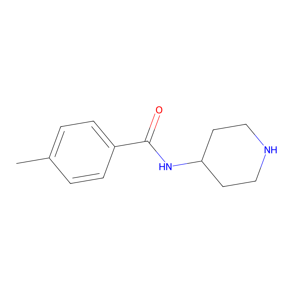 4-methyl-N-(piperidin-4-yl)benzamide molecular structure, CAS 38198-58-2