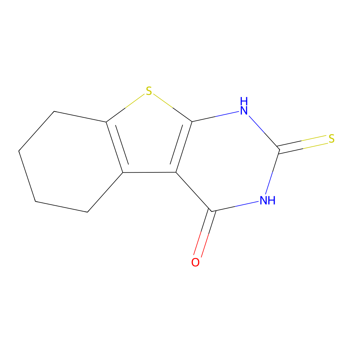 2-thioxo-2,3,5,6,7,8-hexahydro[1]benzothieno[2,3-d]pyrimidin-4(1H)-one molecular structure, CAS 38201-60-4
