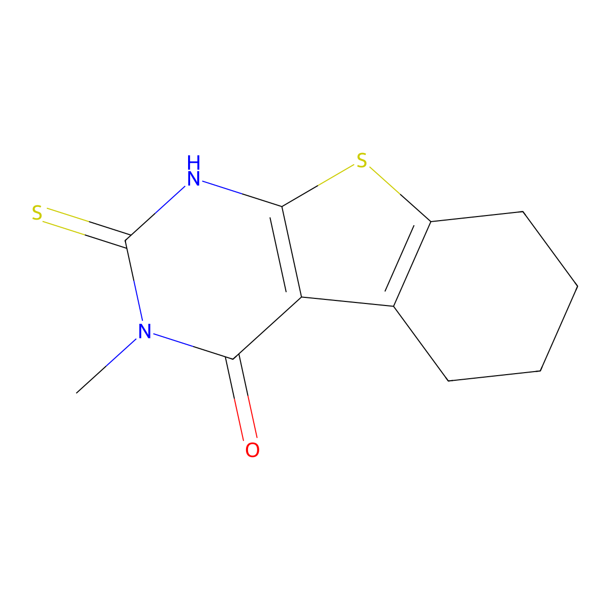 2,3,5,6,7,8-Hexahydro-3-methyl-2-thioxo(1)benzothieno(2,3-d)pyrimidin-4(1H)-one molecular structure, CAS 38201-61-5