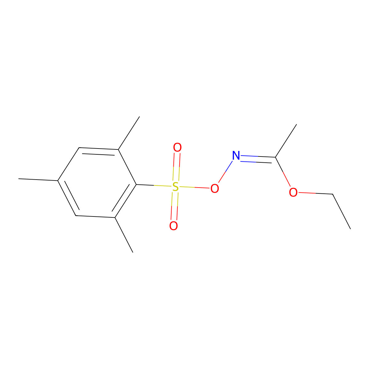 ethyl (1E)-N-{[(2,4,6-trimethylphenyl)sulfonyl]oxy}ethanimidate molecular structure, CAS 38202-27-6