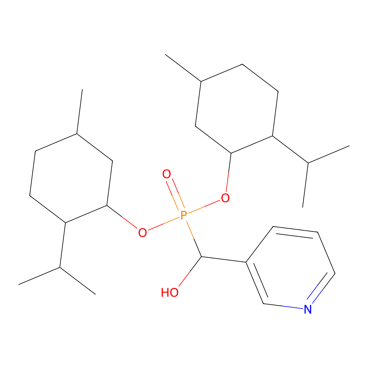 Bis[(5-methyl-2-propan-2-ylcyclohexyl)oxy]phosphoryl-pyridin-3-ylmethanol molecular structure, CAS 382149-56-6