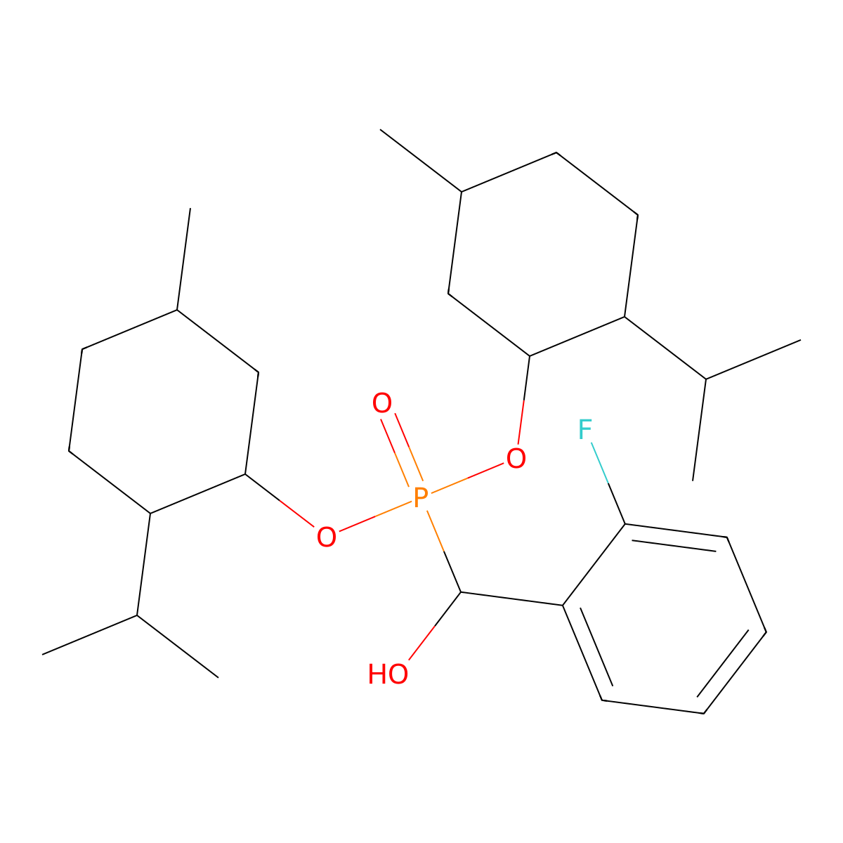 bis(2-Isopropyl-5-methylcyclohexyl) [(2-fluorophenyl)(hydroxy)methyl]phosphonate molecular structure, CAS 382149-58-8