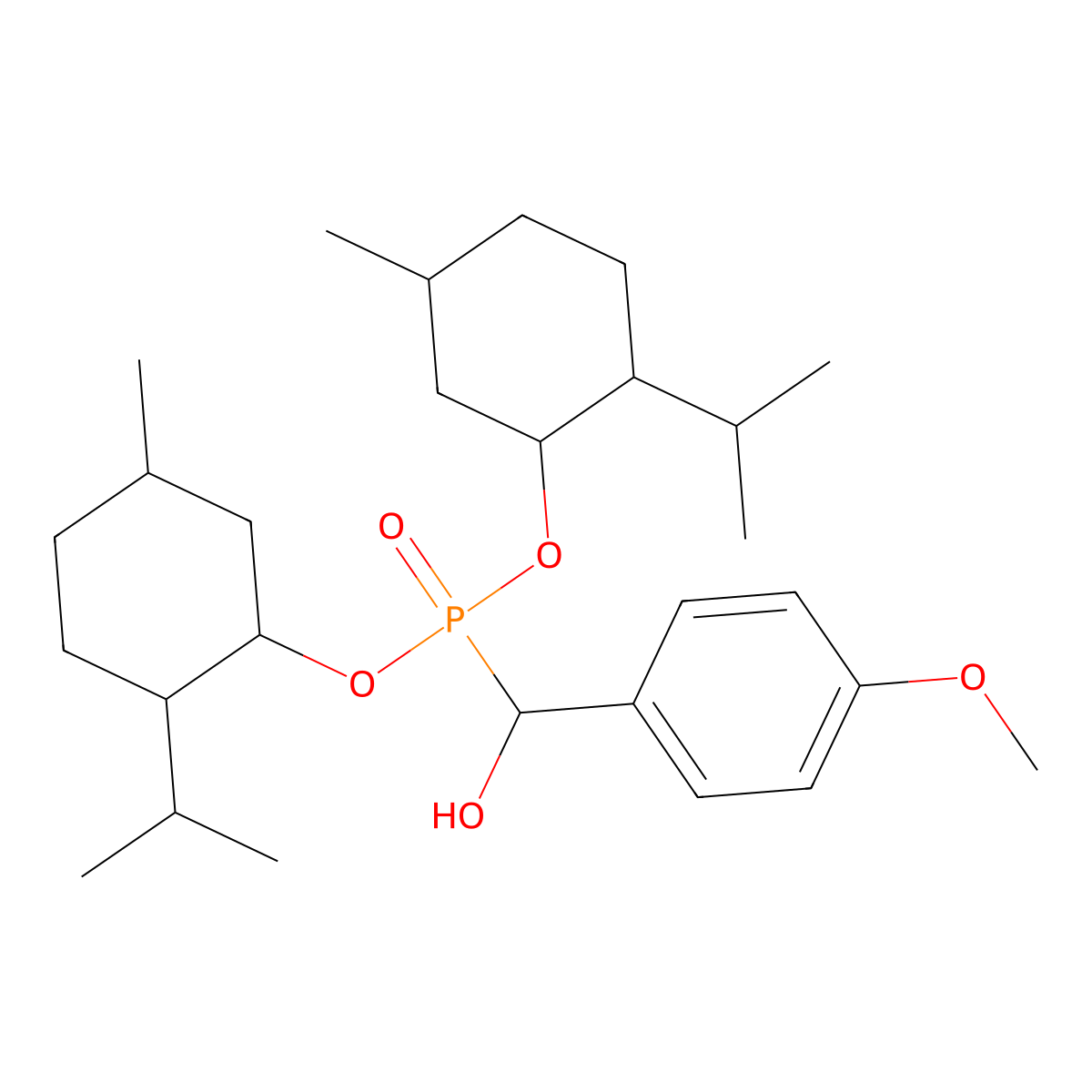 Bis[(5-methyl-2-propan-2-ylcyclohexyl)oxy]phosphoryl-(4-methoxyphenyl)methanol molecular structure, CAS 382149-63-5