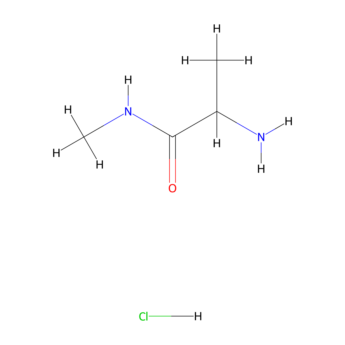 2-amino-N-methylpropanamide hydrochloride molecular structure, CAS 38215-73-5