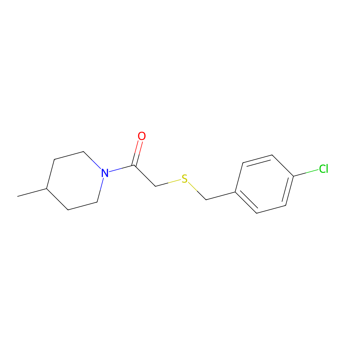 1-{[(4-Chlorobenzyl)thio]acetyl}-4-methylpiperidine molecular structure, CAS 382153-07-3