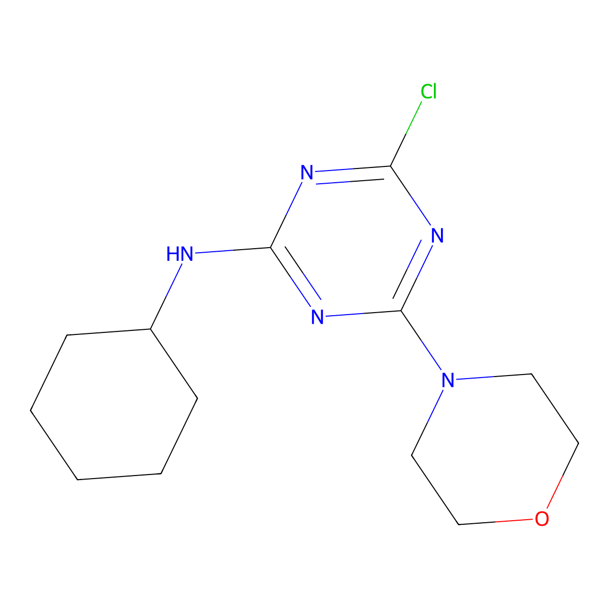 4-chloro-N-cyclohexyl-6-morpholin-4-yl-1,3,5-triazin-2-amine molecular structure, CAS 382165-00-6