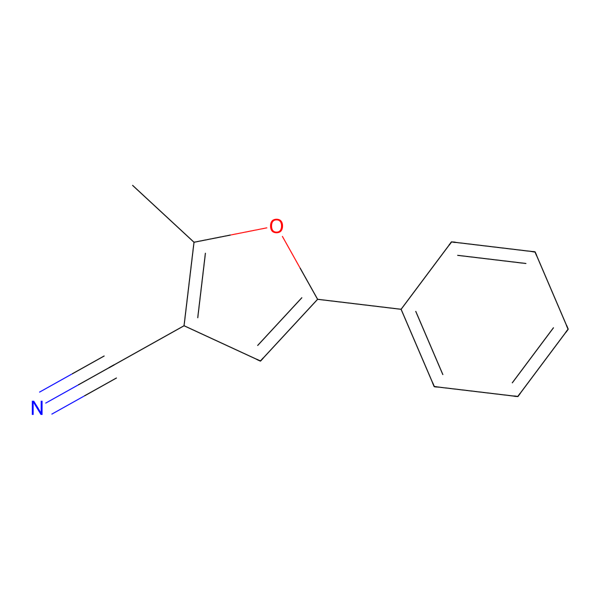 2-Methyl-5-phenylfuran-3-carbonitrile molecular structure, CAS 382167-57-9