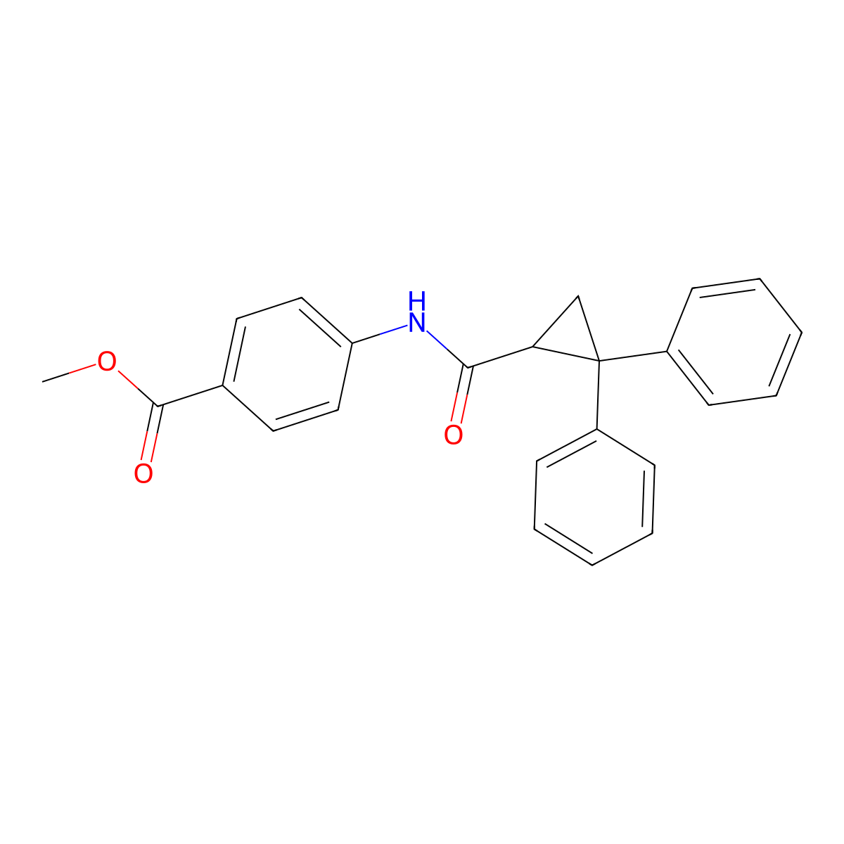 Methyl 4-[(2,2-diphenylcyclopropanecarbonyl)amino]benzoate molecular structure, CAS 382172-38-5