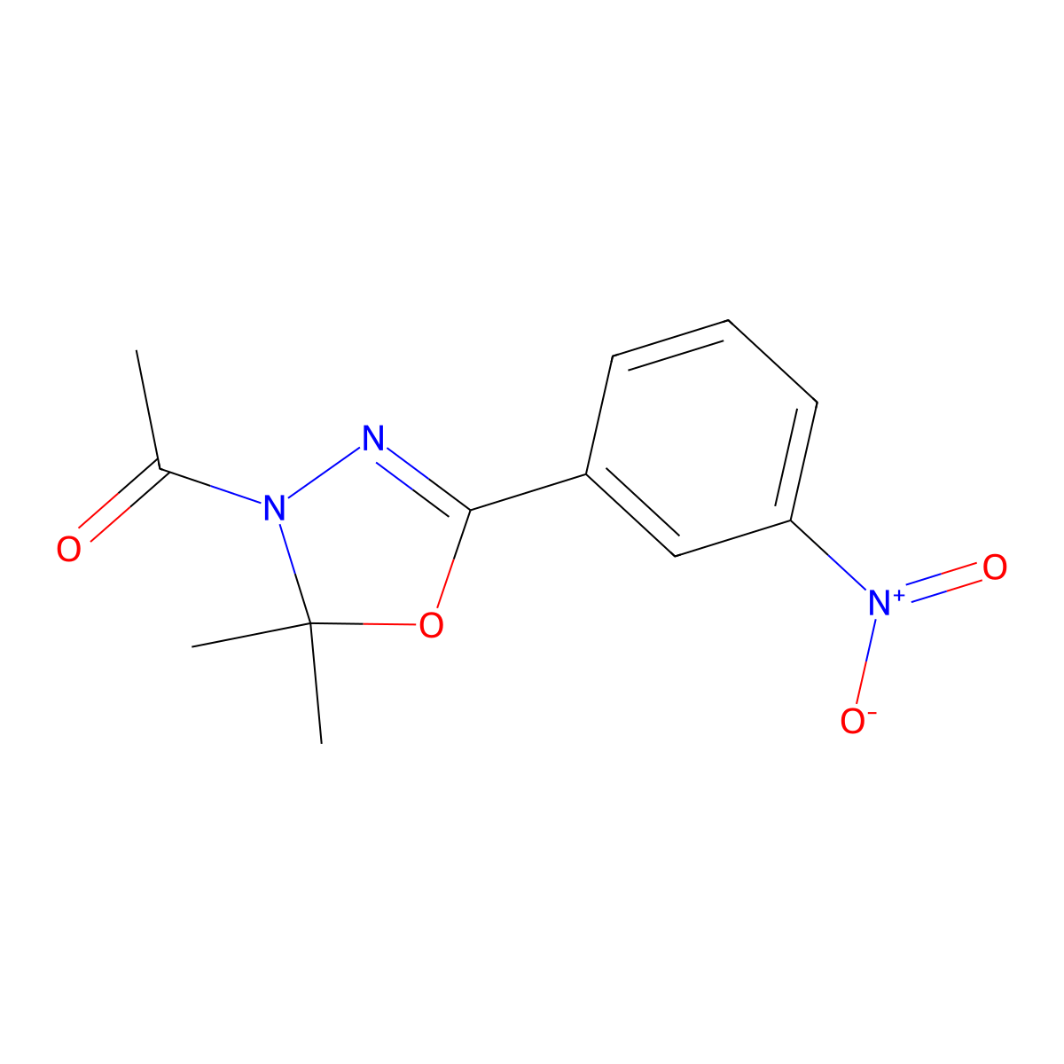 1-(2,2-dimethyl-5-(3-nitrophenyl)-1,3,4-oxadiazol-3(2H)-yl)ethanone molecular structure, CAS 382177-89-1
