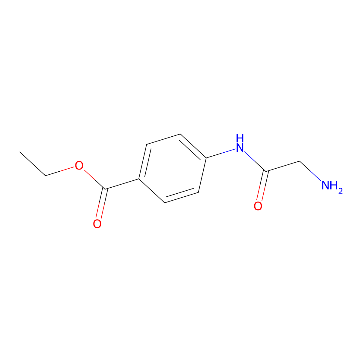 N-glycyl-4-aminobenzoic acid ethyl ester molecular structure, CAS 38219-44-2