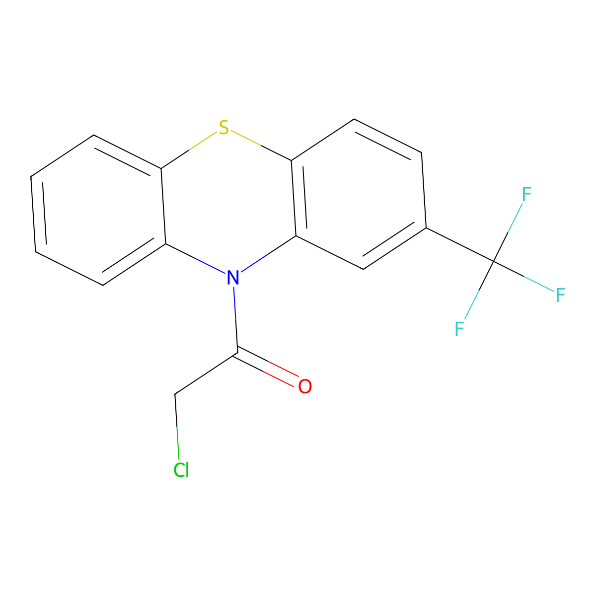 2-Chloro-1-(2-trifluoromethyl-phenothiazin-10-yl)-ethanone molecular structure, CAS 38221-55-5