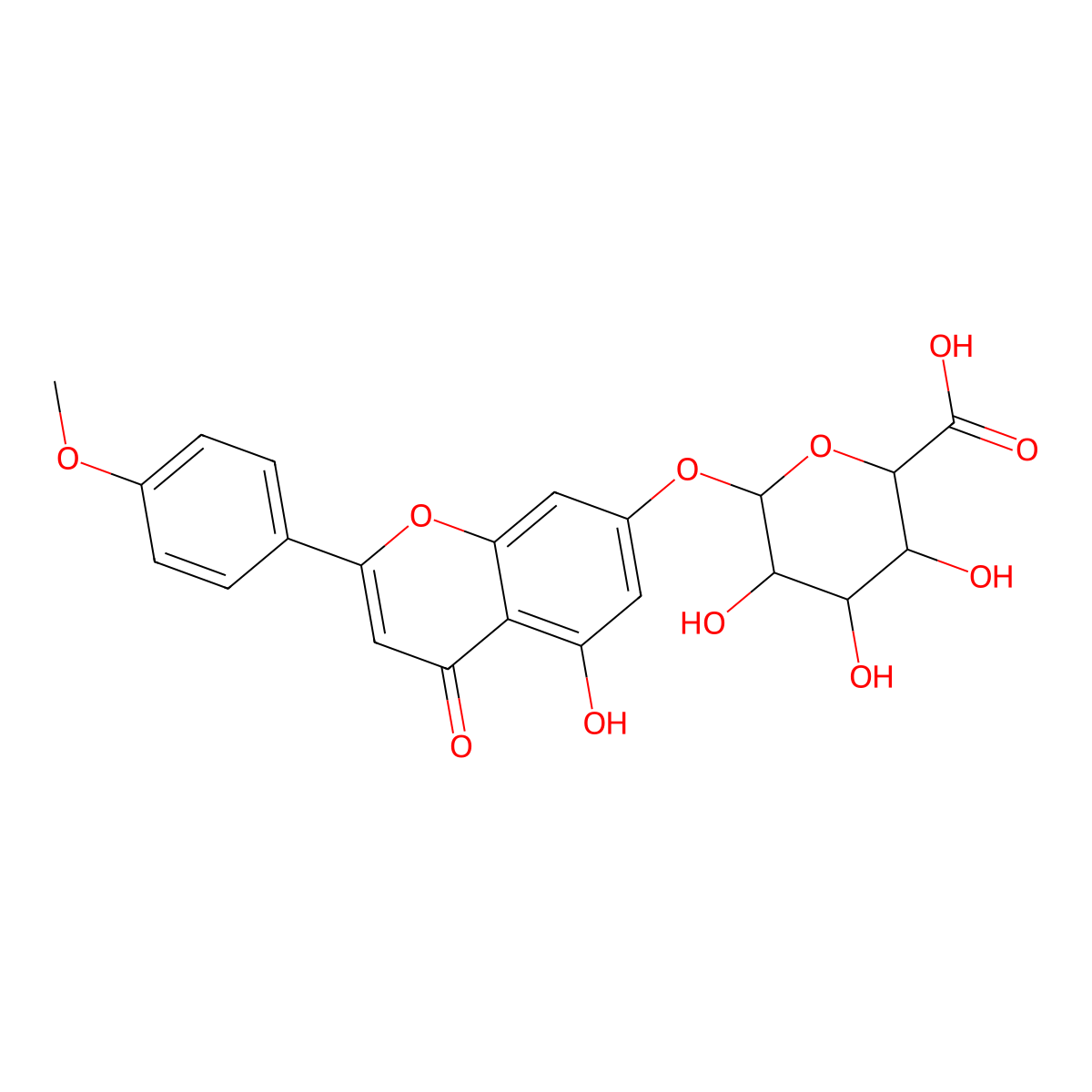 Acacetin 7-O-glucuronide molecular structure, CAS 38226-83-4