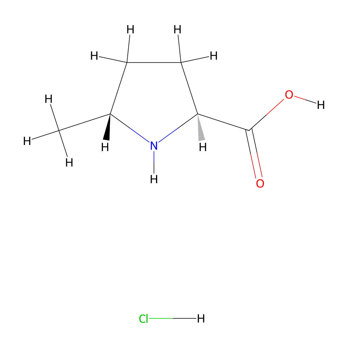 (2S,5R)-5-methylpyrrolidine-2-carboxylic acid hydrochloride molecular structure, CAS 38228-15-8
