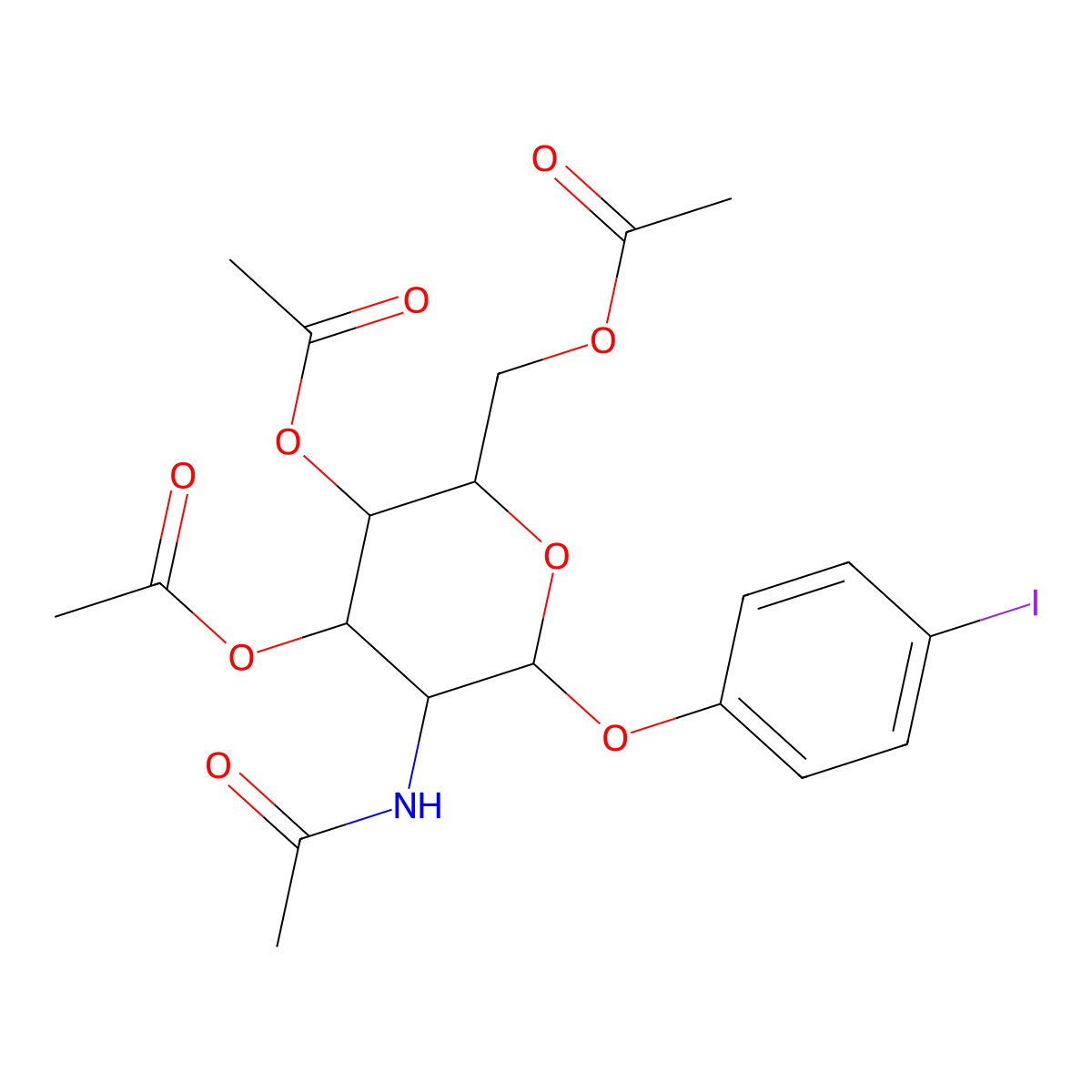 4-Iodophenyl 2-acetamido-3,4,6-tri-O-acetyl-2-deoxy-b-D-glucopyranoside molecular structure, CAS 38229-75-3