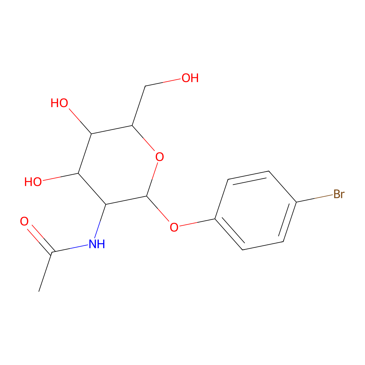 4-Bromophenyl 2-acetamido-2-deoxy-beta-D-glucopyranoside molecular structure, CAS 38229-80-0