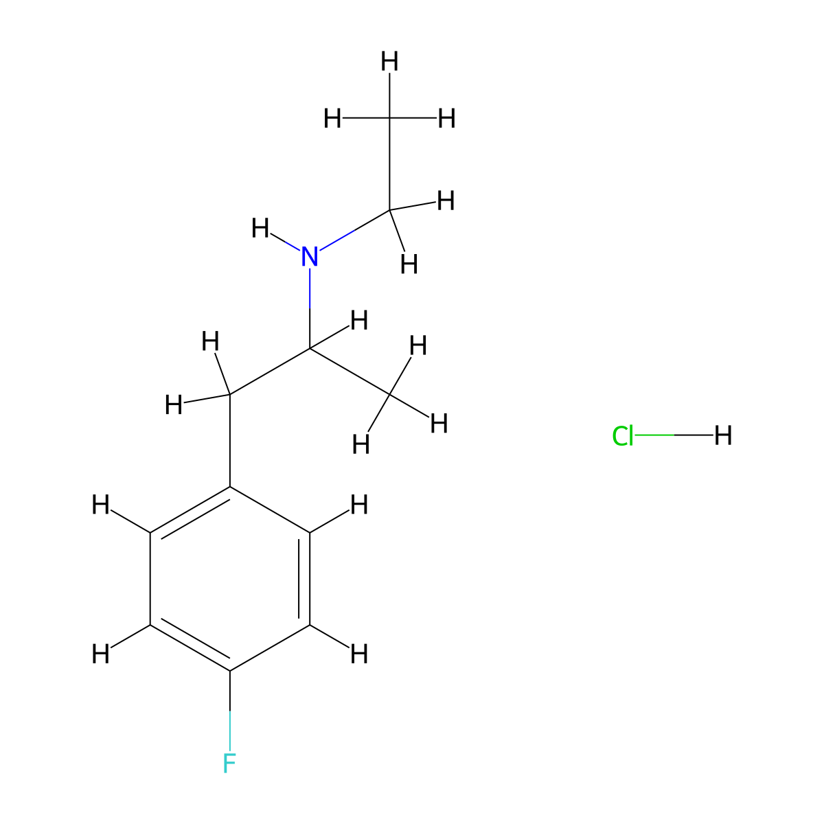 N-ethyl-4-fluoro-alpha-methyl-benzeneethanamine,monohydrochloride molecular structure, CAS 3823-31-2
