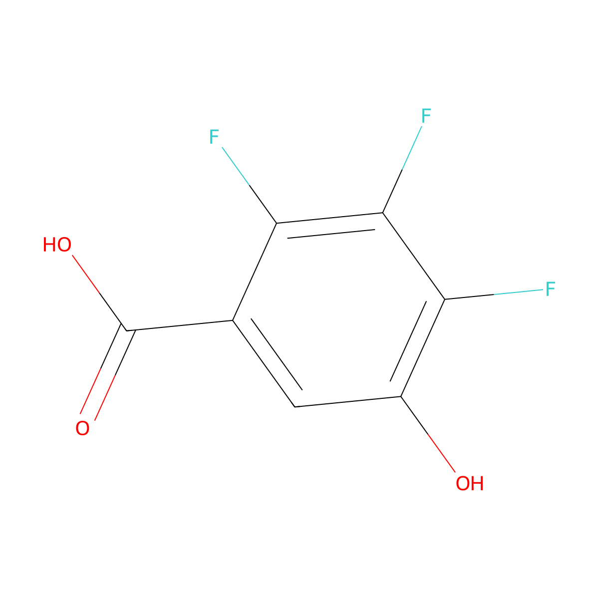 2,3,4-Trifluoro-5-hydroxybenzoic acid molecular structure, CAS 38233-44-2