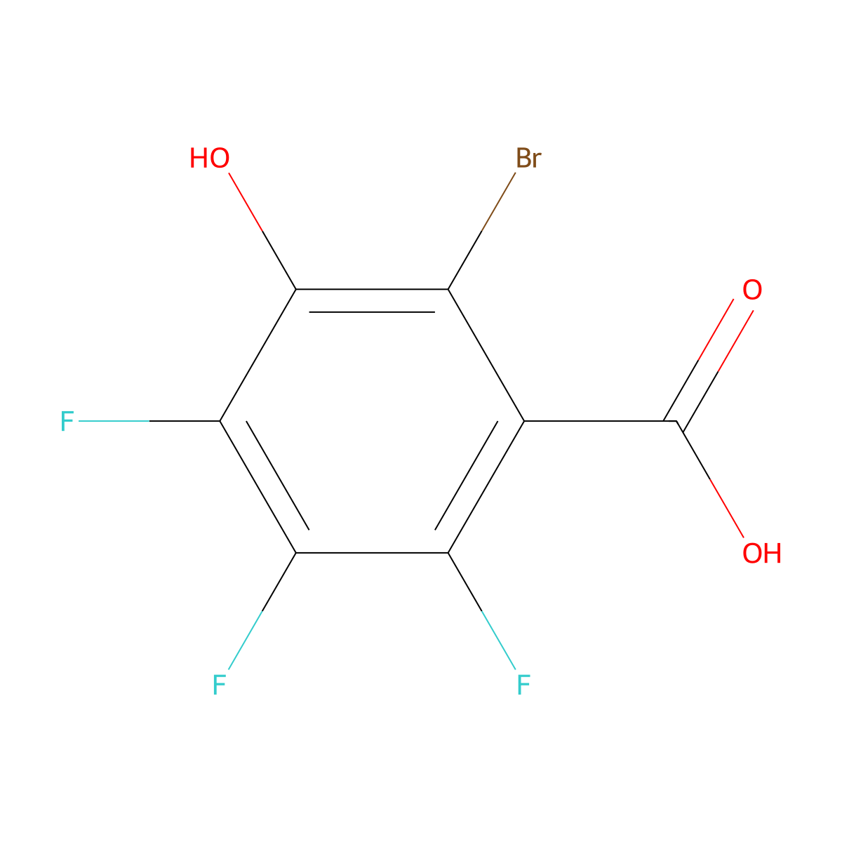 2-Bromo-4,5,6-trifluoro-3-hydroxybenzoic acid molecular structure, CAS 38233-50-0