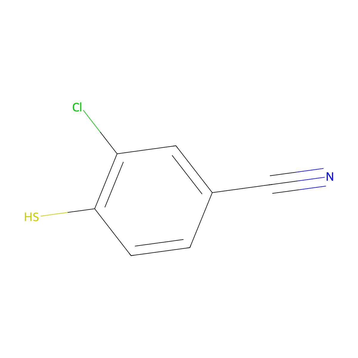 3-Chloro-4-sulfanylbenzonitrile molecular structure, CAS 38234-93-4