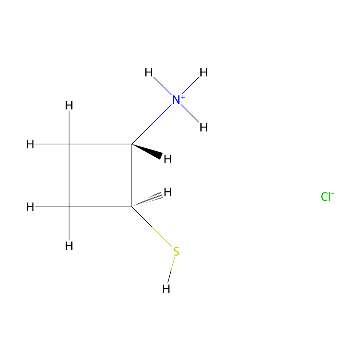 Cyclobutanethiol, 2-amino-, hydrochloride, (E)- molecular structure, CAS 38238-25-4
