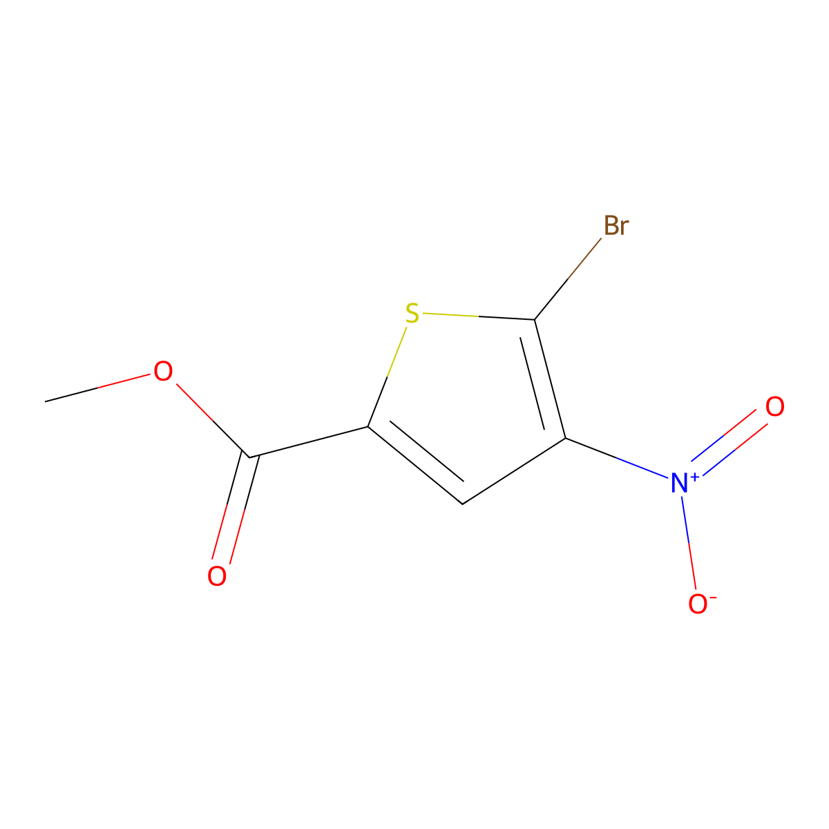 Methyl 5-bromo-4-nitrothiophene-2-carboxylate molecular structure, CAS 38239-32-6