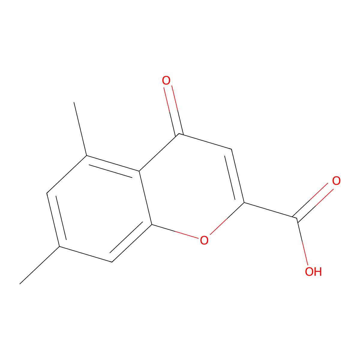 4H-1-Benzopyran-2-carboxylic acid, 5,7-dimethyl-4-oxo- molecular structure, CAS 38243-79-7