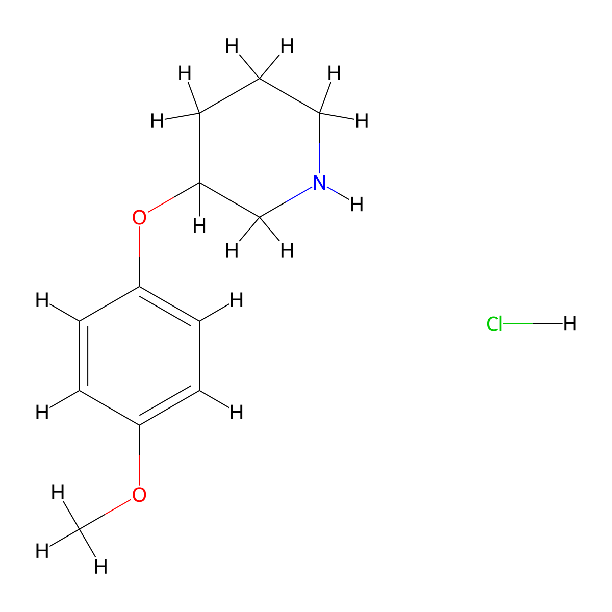 3-(4-Methoxyphenoxy)piperidine hydrochloride molecular structure, CAS 38247-88-0