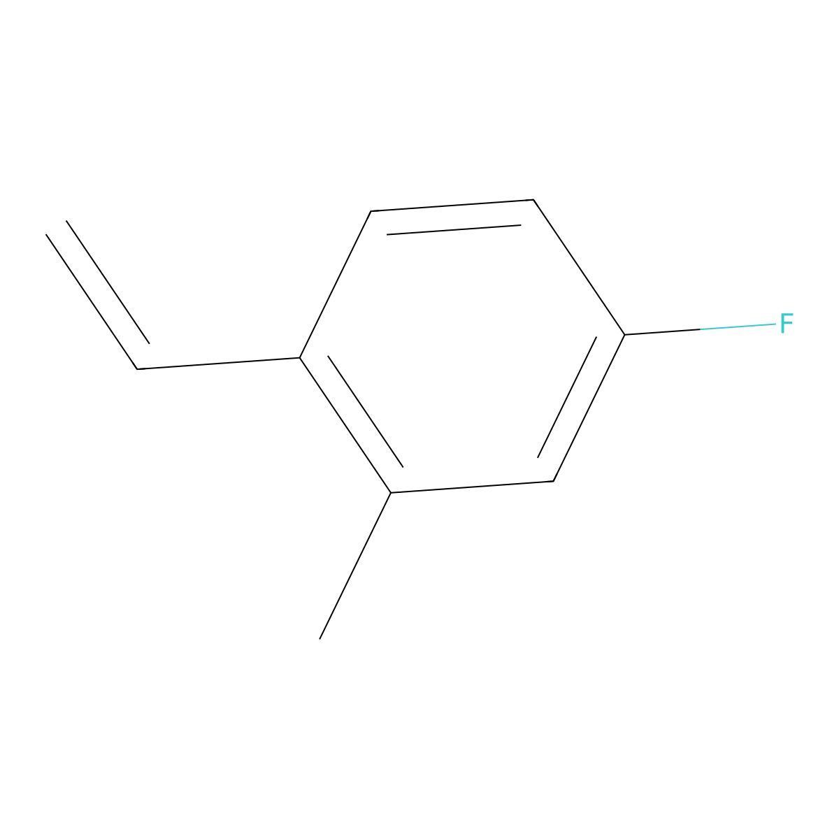 1-Ethenyl-4-fluoro-2-methylbenzene molecular structure, CAS 3825-64-7