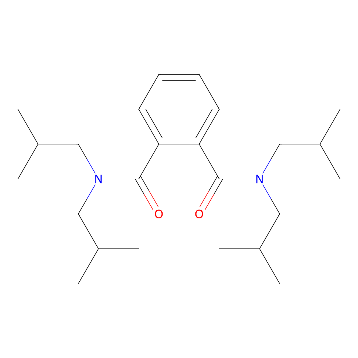 N,N,N',N'-tetrakis(2-methylpropyl)benzene-1,2-dicarboxamide molecular structure, CAS 38256-31-4