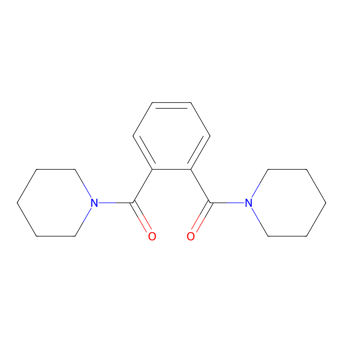 Piperidine, 1,1'-(1,2-phenylenedicarbonyl)bis- molecular structure, CAS 38256-33-6