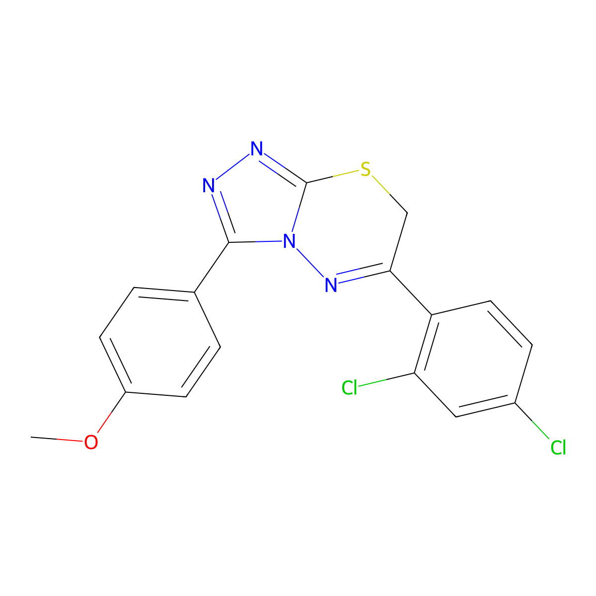 6-(2,4-dichlorophenyl)-3-(4-methoxyphenyl)-7H-[1,2,4]triazolo[3,4-b][1,3,4]thiadiazine molecular structure, CAS 382596-01-2