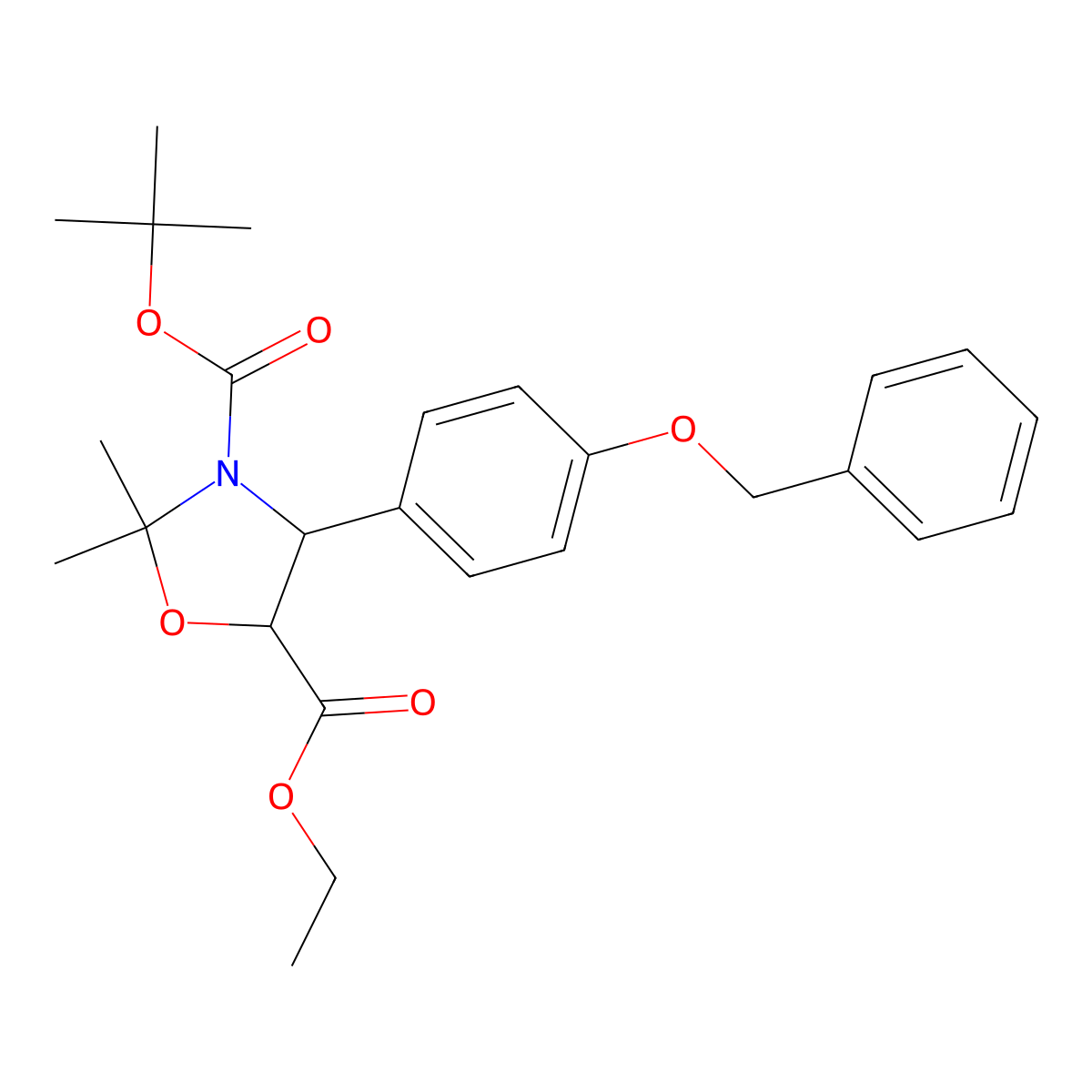 (4S,5R)-3-tert-Butyl 5-ethyl 4-(4-(benzyloxy)phenyl)-2,2-dimethyloxazolidine-3,5-dicarboxylate molecular structure, CAS 382596-27-2