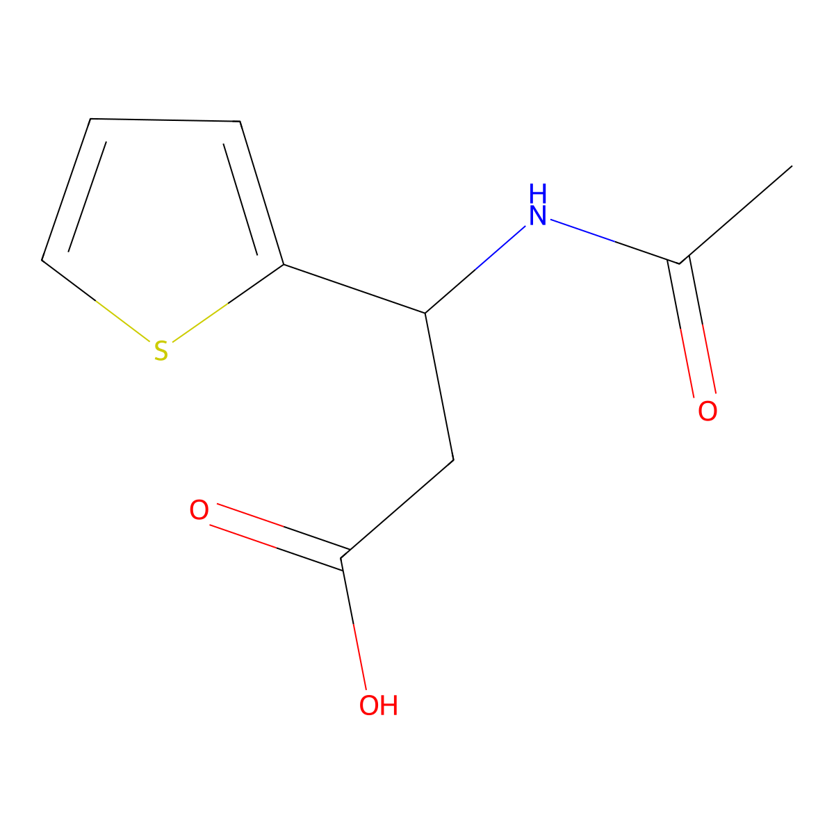3-Acetamido-3-(thiophen-2-yl)propanoic acid molecular structure, CAS 382609-95-2