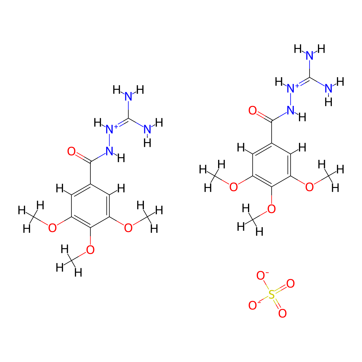 N-Carbamimidoyl-3,4,5-trimethoxybenzene-1-carbohydrazonic acid--sulfuric acid (2/1) molecular structure, CAS 38261-23-3