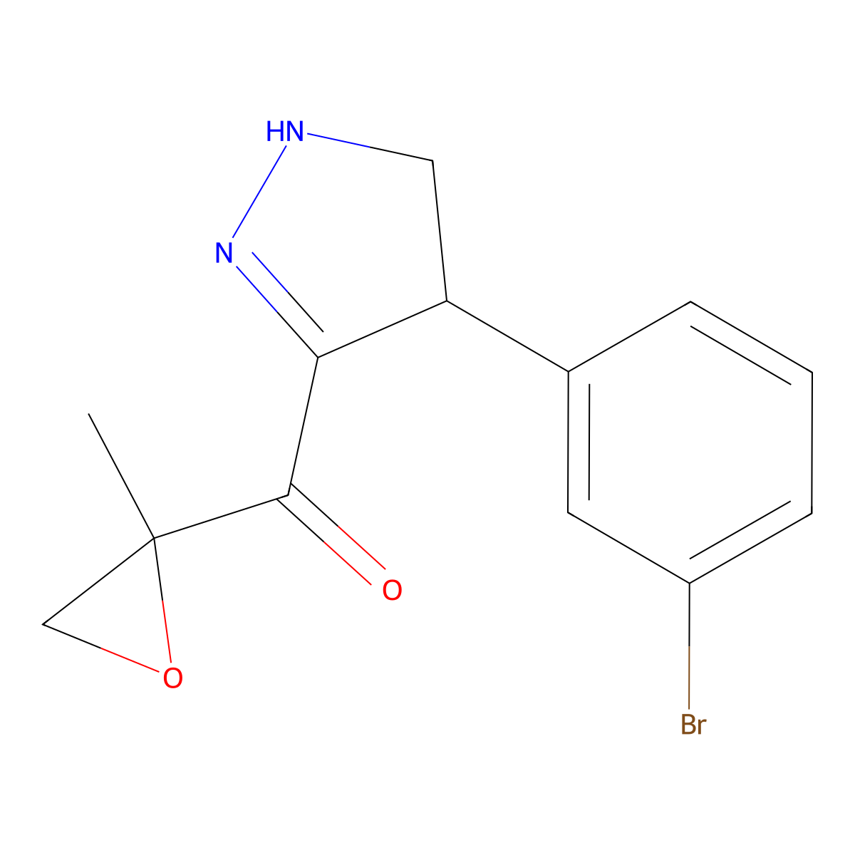 [4-(3-bromophenyl)-4,5-dihydro-1H-pyrazol-3-yl]-(2-methyloxiran-2-yl)methanone molecular structure, CAS 382619-98-9