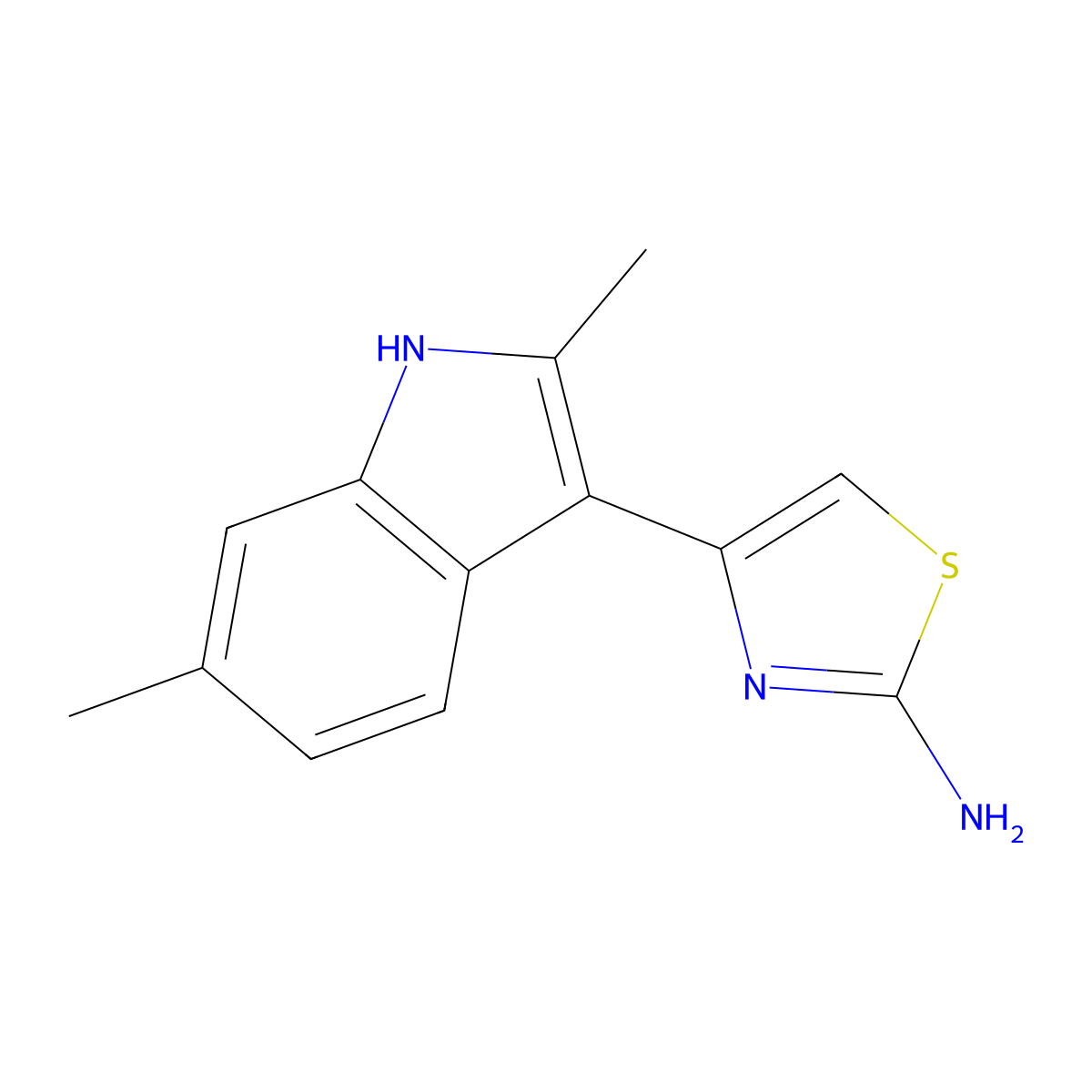 4-(2,6-dimethyl-1H-indol-3-yl)-1,3-thiazol-2-amine molecular structure, CAS 382622-81-3