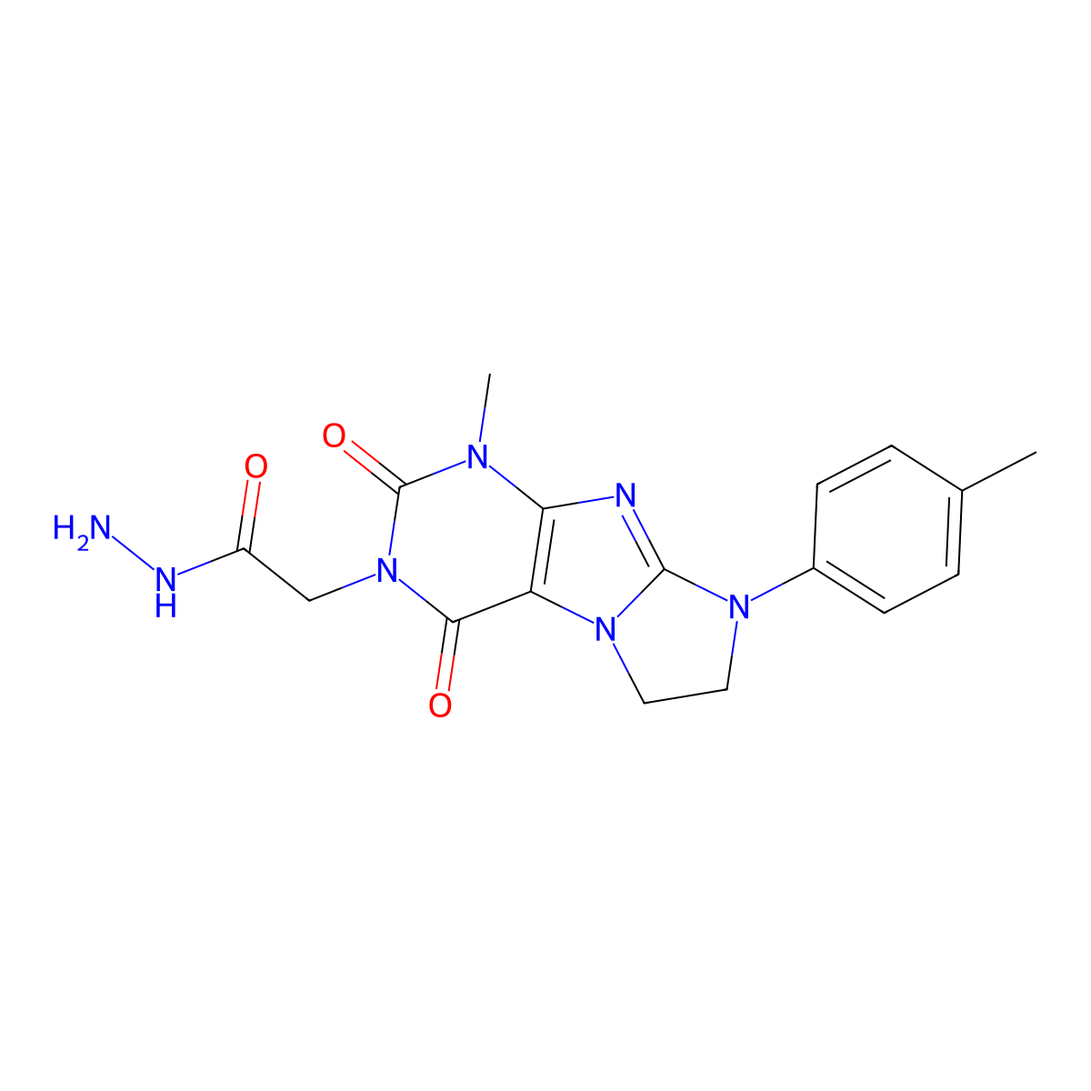 2-[4-Methyl-6-(4-methylphenyl)-1,3-dioxo-7,8-dihydropurino[7,8-a]imidazol-2-yl]acetohydrazide molecular structure, CAS 382625-87-8