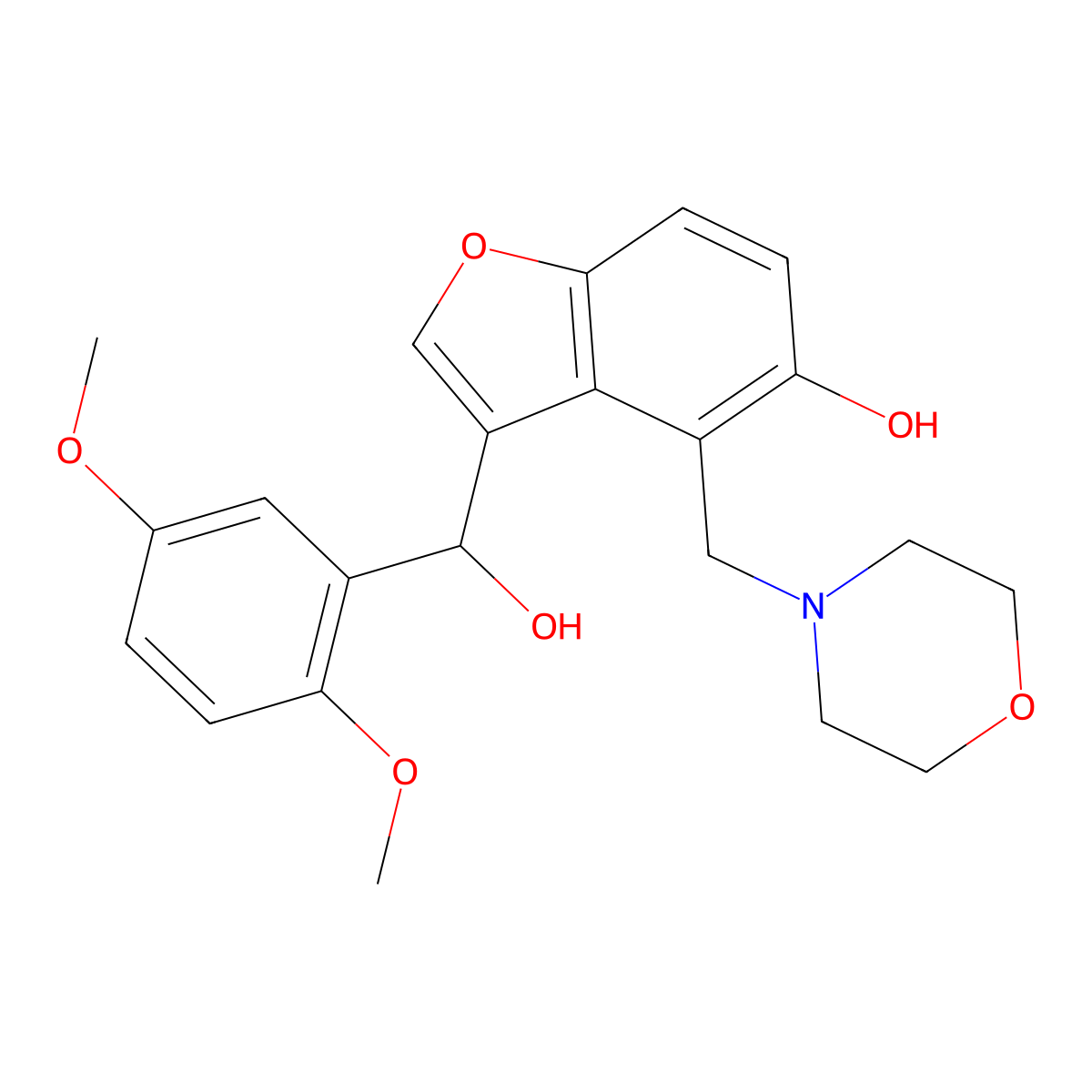 3-[(2,5-Dimethoxyphenyl)-hydroxymethyl]-4-(morpholin-4-ylmethyl)-1-benzofuran-5-ol molecular structure, CAS 382635-98-5