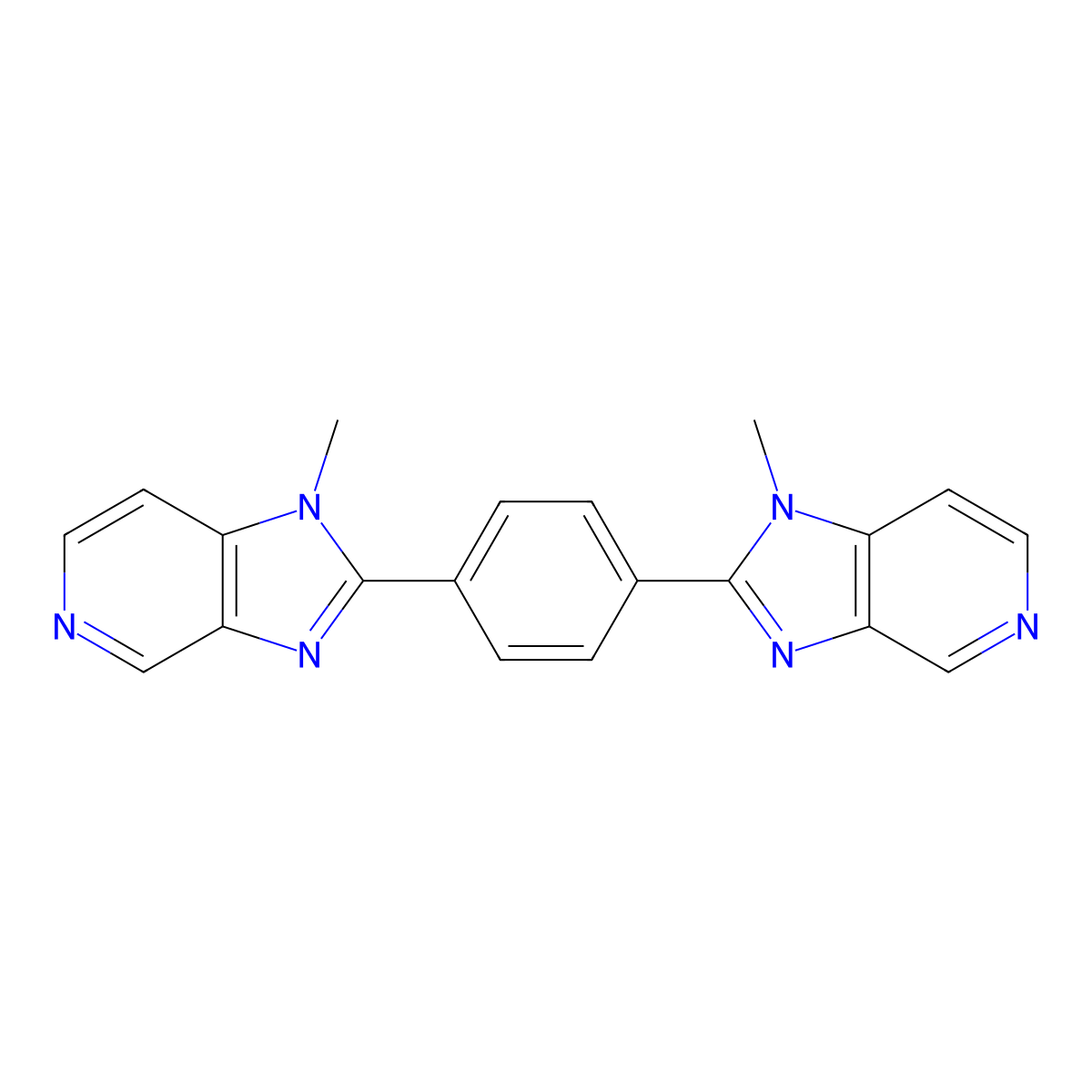 1-Methyl-2-[4-(1-methylimidazo[4,5-c]pyridin-2-yl)phenyl]imidazo[4,5-c]pyridine molecular structure, CAS 382644-99-7