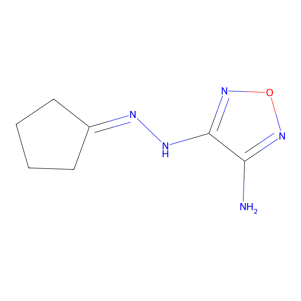 3-N-(cyclopentylideneamino)-1,2,5-oxadiazole-3,4-diamine molecular structure, CAS 382650-30-8