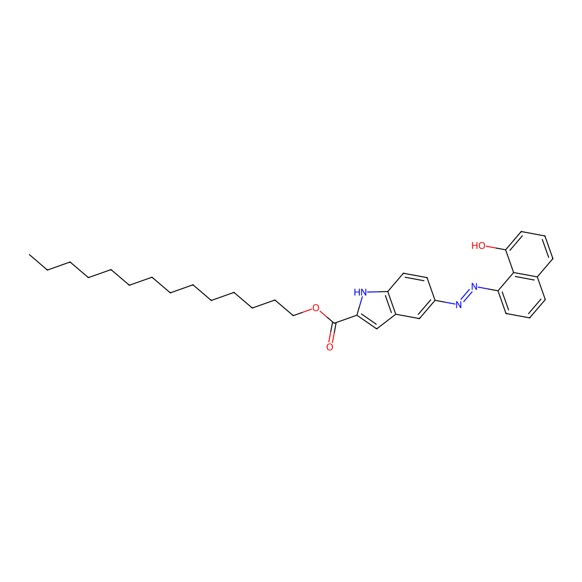 tetradecyl 5-[(8-hydroxynaphthalen-1-yl)diazenyl]-1H-indole-2-carboxylate molecular structure, CAS 382650-55-7