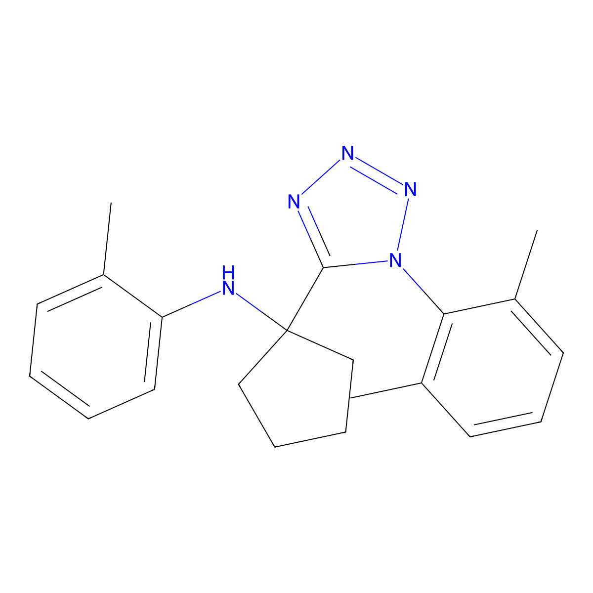 N-[1-[1-(2,6-dimethylphenyl)tetrazol-5-yl]cyclopentyl]-2-methylaniline molecular structure, CAS 382651-70-9