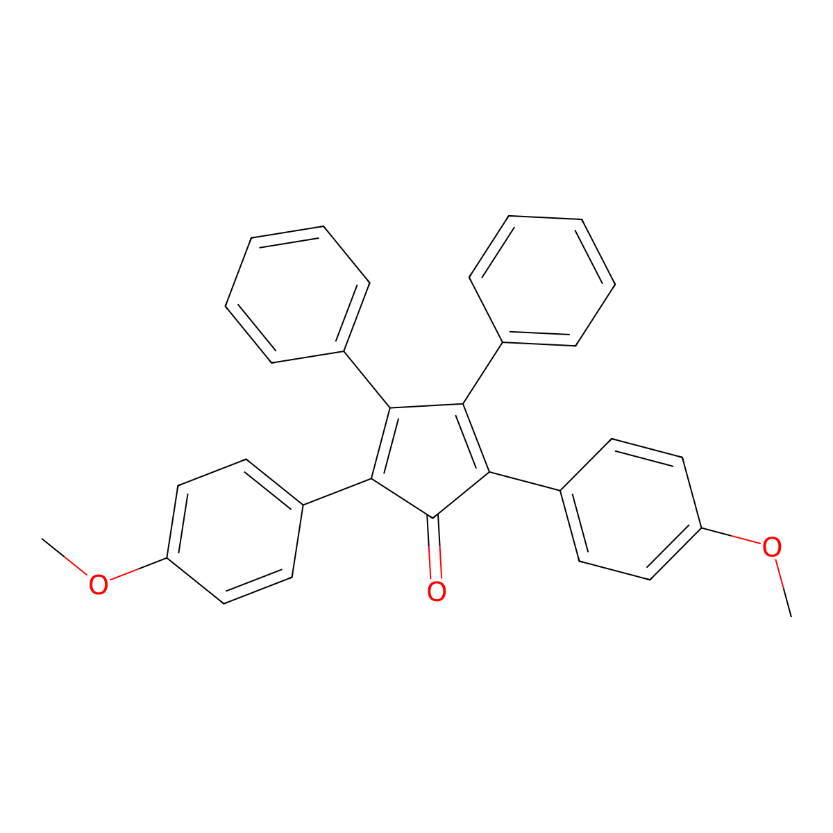 2,5-Bis(4-methoxyphenyl)-3,4-diphenylcyclopenta-2,4-dien-1-one molecular structure, CAS 38268-21-2