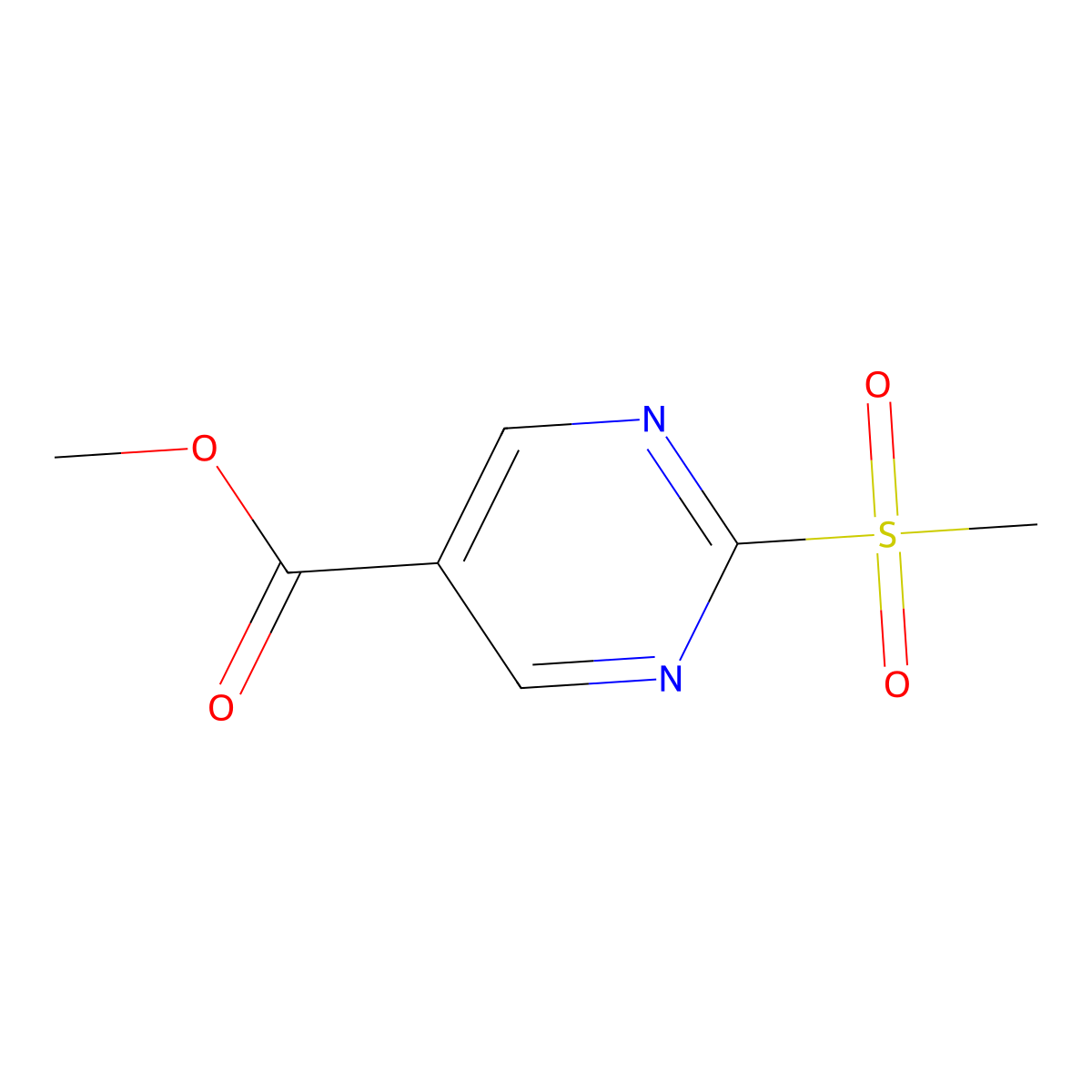 Methyl 2-(methylsulfonyl)pyrimidine-5-carboxylate molecular structure, CAS 38275-49-9