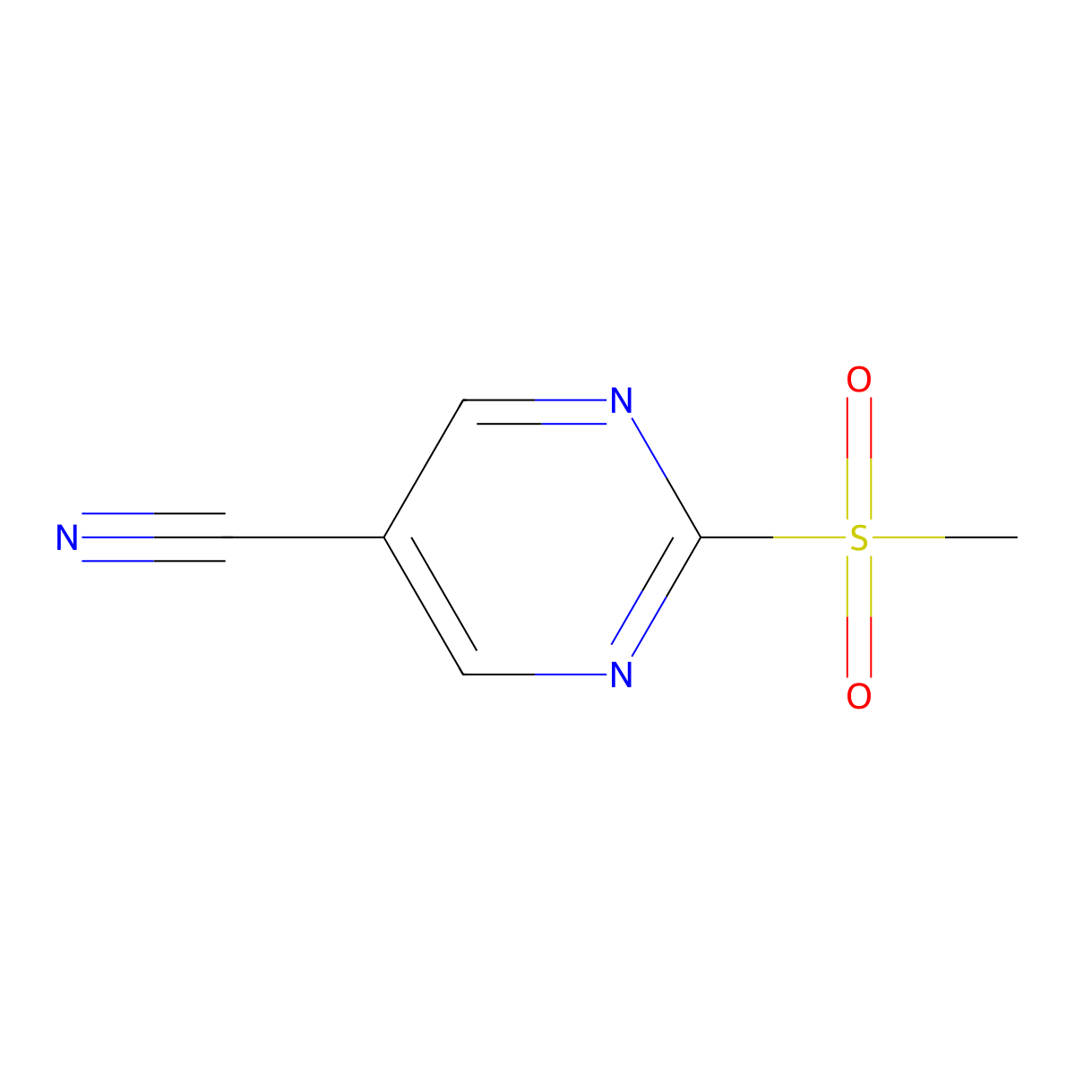 2-(Methylsulfonyl)pyrimidine-5-carbonitrile molecular structure, CAS 38275-50-2