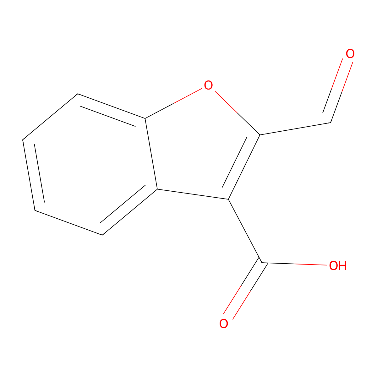 2-Formyl-1-benzofuran-3-carboxylic acid molecular structure, CAS 38281-55-9