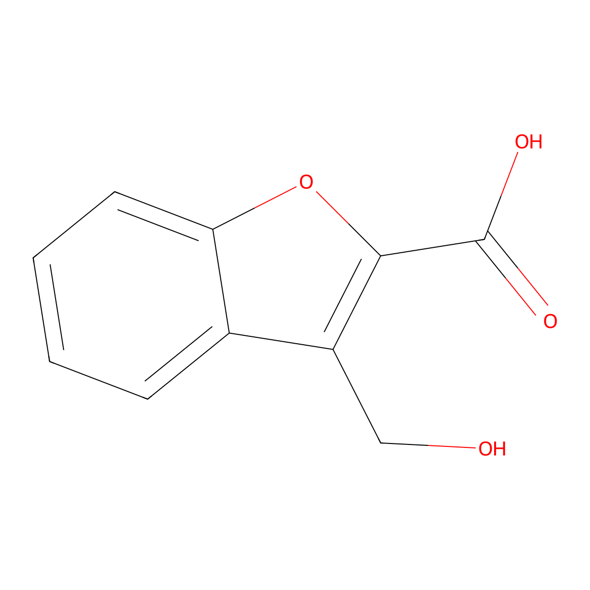 3-(Hydroxymethyl)-1-benzofuran-2-carboxylic acid molecular structure, CAS 38281-61-7