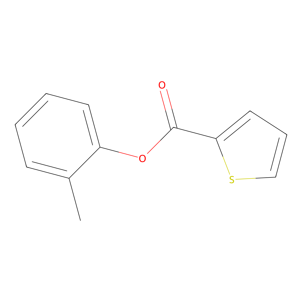 2-Thiophenecarboxylic acid, 2-methylphenyl ester molecular structure, CAS 38281-68-4